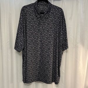 Roundtree & Yorke Black and White Paisley Golf Shirt